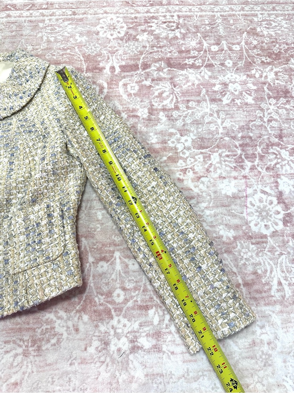 Vintage ✨ Tweed Pastel Metallic Cropped Jacket - Picture 12 of 13